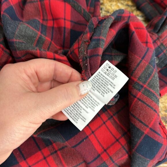 American Eagle Outfitters Boyfriend Fit Red Plaid Button Down Shirt Size S - Picture 7 of 10